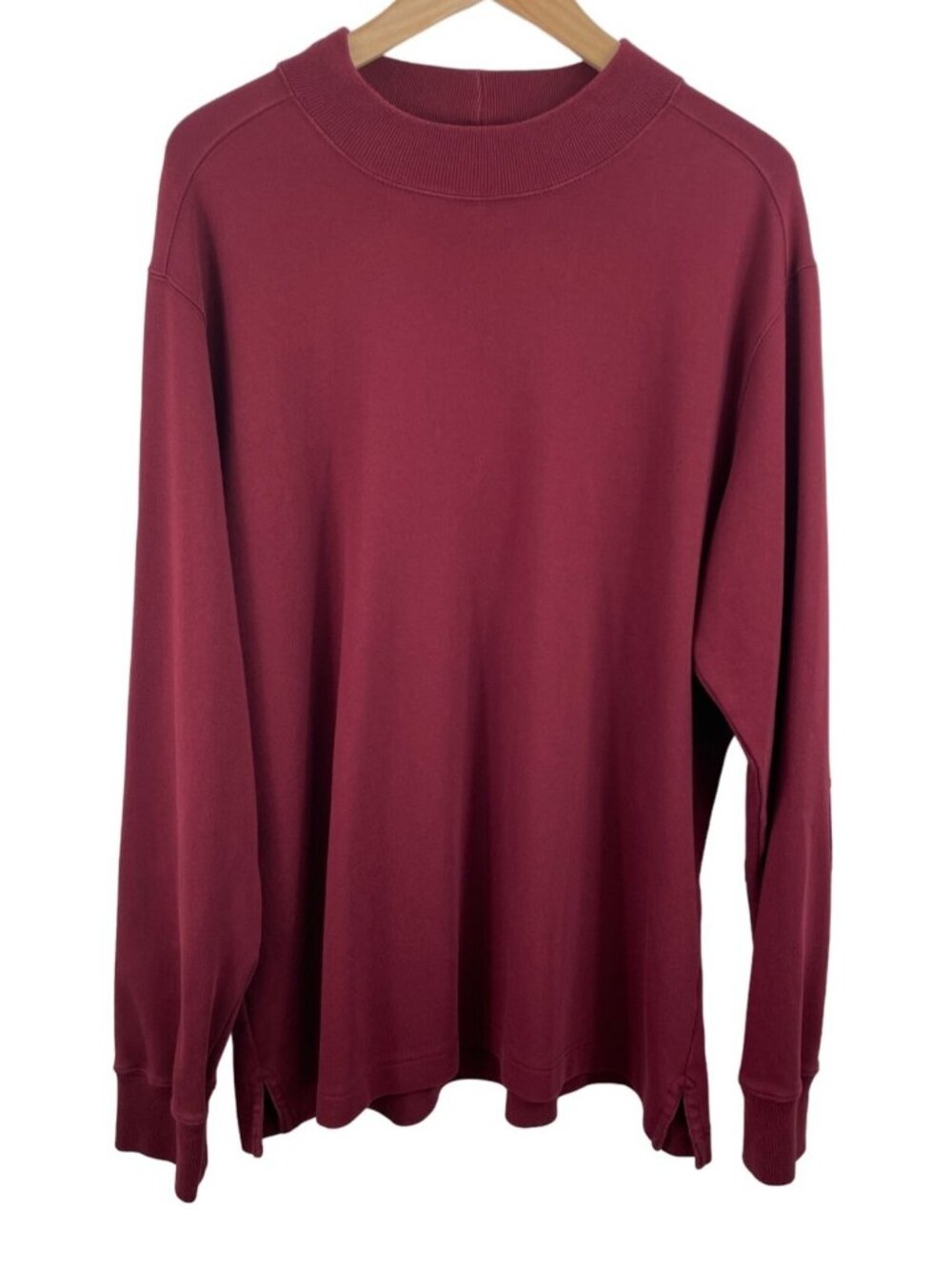 Land's End Mens Size XL (46-48) Burgundy Long Sleeve Shirt Elbow Patches